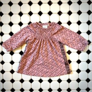 Minymo Blush Floral Smocked Dress with Satin Trim